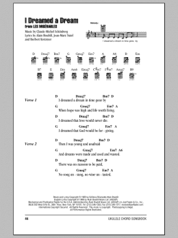 page one of I Dreamed A Dream (from Les Miserables) (Ukulele Chords/Lyrics)