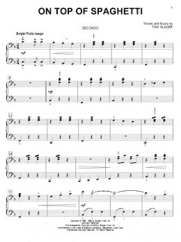page one of On Top Of Spaghetti (Piano Duet)