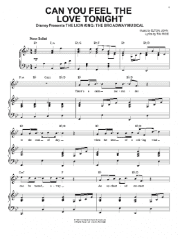 page one of Can You Feel The Love Tonight (from The Lion King) (Piano & Vocal)