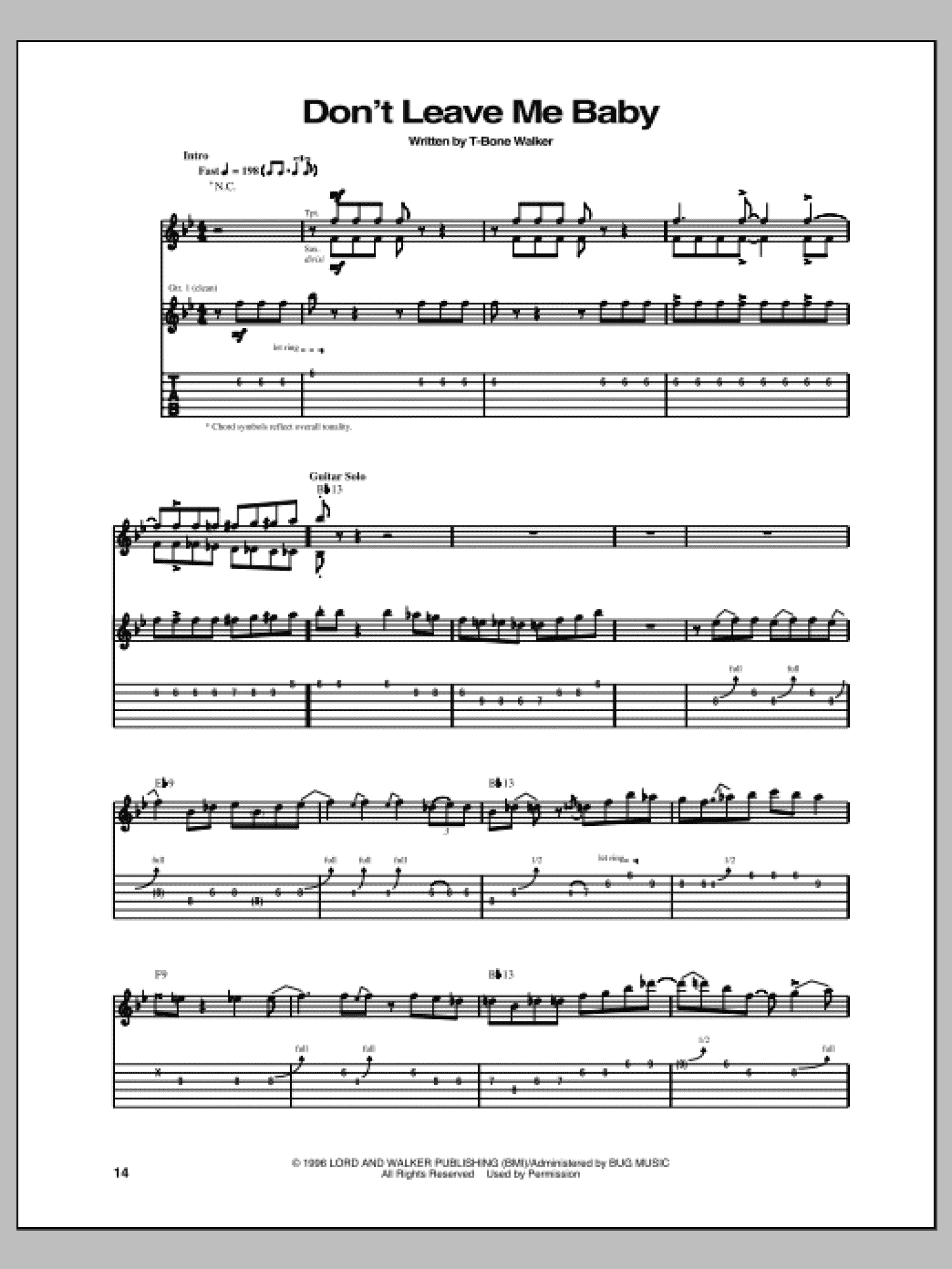 Don't Leave Me Baby (Guitar Tab)