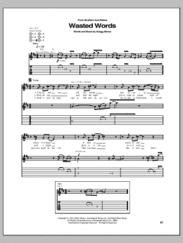 page one of Wasted Words (Guitar Tab)