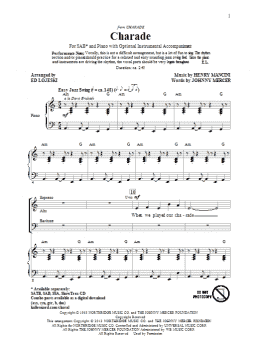 page one of Charade (SAB Choir)