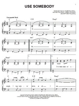 page one of Use Somebody (Easy Piano)