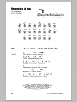 page one of Memories Of You (Ukulele Chords/Lyrics)