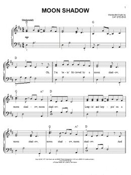 page one of Moon Shadow (Easy Piano)