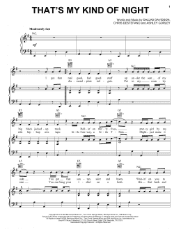 page one of That's My Kind Of Night (Piano, Vocal & Guitar Chords (Right-Hand Melody))
