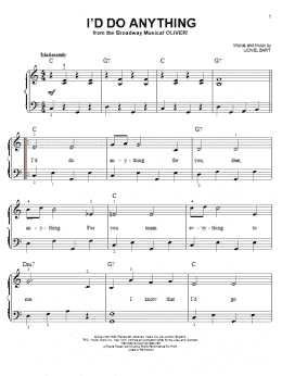 page one of I'd Do Anything (Easy Piano)