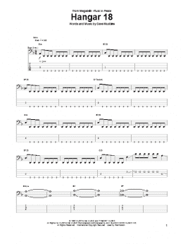 page one of Hangar 18 (Bass Guitar Tab)