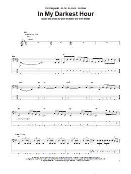page one of In My Darkest Hour (Bass Guitar Tab)