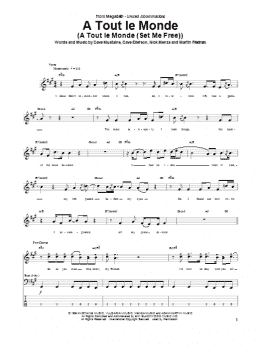 page one of A Tout Le Monde (A Tout Le Monde (Set Me Free)) (Bass Guitar Tab)