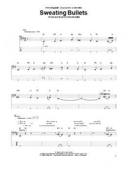 page one of Sweating Bullets (Bass Guitar Tab)