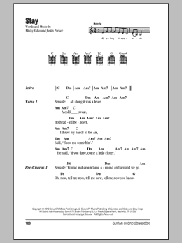 page one of Stay (Guitar Chords/Lyrics)