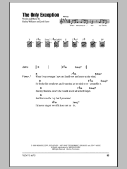page one of The Only Exception (Guitar Chords/Lyrics)