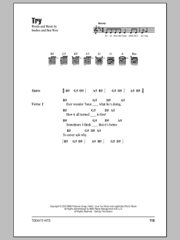 page one of Try (Guitar Chords/Lyrics)