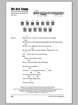 page one of We Are Young (Guitar Chords/Lyrics)