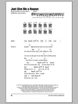 page one of Just Give Me A Reason (Guitar Chords/Lyrics)