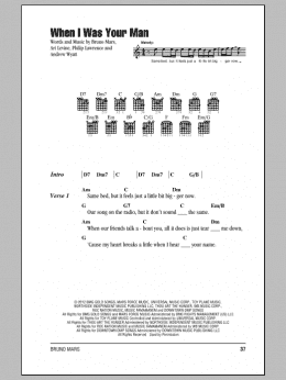 page one of When I Was Your Man (Guitar Chords/Lyrics)
