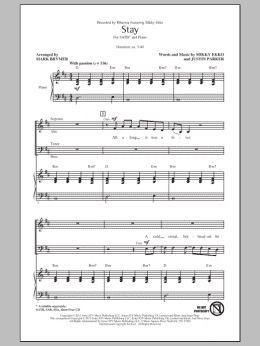 page one of Stay (SATB Choir)