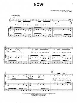 page one of Now (Piano, Vocal & Guitar Chords (Right-Hand Melody))