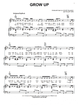 page one of Grow Up (Piano, Vocal & Guitar Chords (Right-Hand Melody))