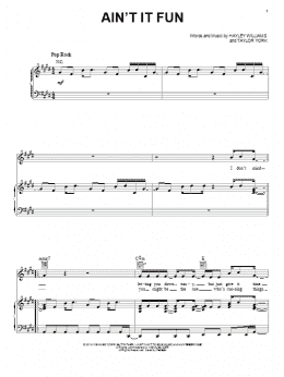 page one of Ain't It Fun (Piano, Vocal & Guitar Chords (Right-Hand Melody))
