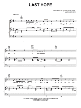 page one of Last Hope (Piano, Vocal & Guitar Chords (Right-Hand Melody))