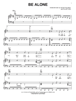 page one of Be Alone (Piano, Vocal & Guitar Chords (Right-Hand Melody))