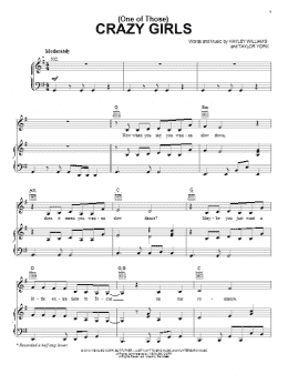 page one of (One Of Those) Crazy Girls (Piano, Vocal & Guitar Chords (Right-Hand Melody))