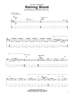 page one of Raining Blood (Bass Guitar Tab)