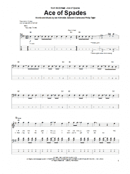 page one of Ace Of Spades (Bass Guitar Tab)