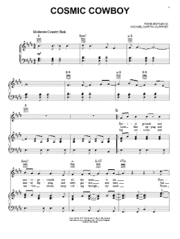 page one of Cosmic Cowboy (Piano, Vocal & Guitar Chords (Right-Hand Melody))