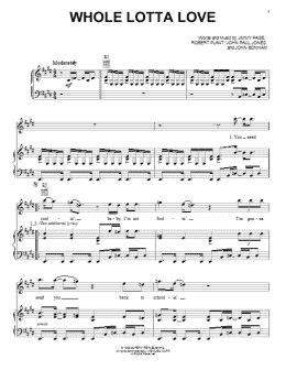 page one of Whole Lotta Love (Piano, Vocal & Guitar Chords (Right-Hand Melody))