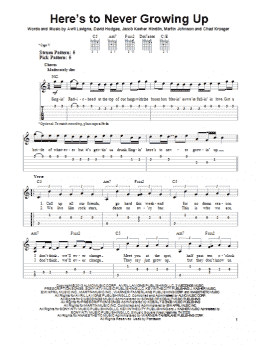 page one of Here's To Never Growing Up (Easy Guitar Tab)