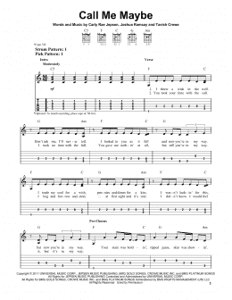 page one of Call Me Maybe (Easy Guitar Tab)