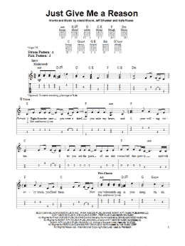 page one of Just Give Me A Reason (Easy Guitar Tab)