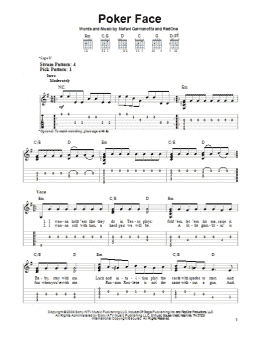 page one of Poker Face (Easy Guitar Tab)