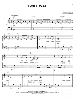 page one of I Will Wait (Easy Piano)