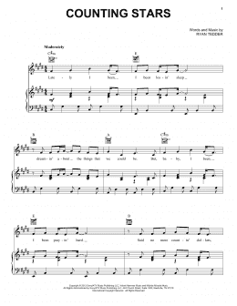 page one of Counting Stars (Piano, Vocal & Guitar Chords (Right-Hand Melody))