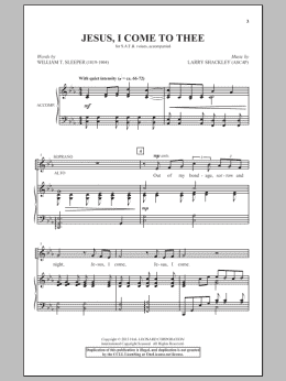 page one of Jesus, I Come (SATB Choir)