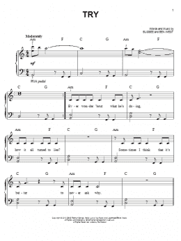 page one of Try (Easy Piano)