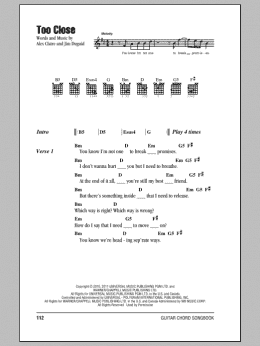 page one of Too Close (Guitar Chords/Lyrics)
