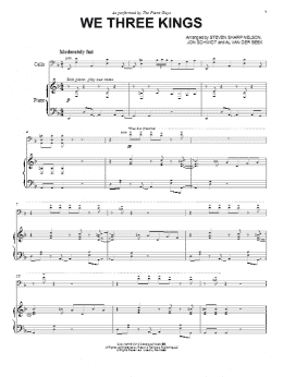 page one of We Three Kings (Cello and Piano)