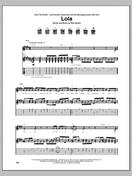 page one of Lola (Guitar Tab)