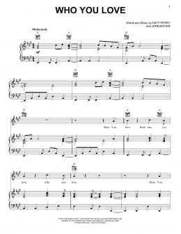 page one of Who You Love (Piano, Vocal & Guitar Chords (Right-Hand Melody))