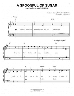 page one of A Spoonful Of Sugar (from Mary Poppins) (Easy Piano)