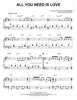 page one of All You Need Is Love [Jazz version] (arr. Brent Edstrom) (Piano Solo)