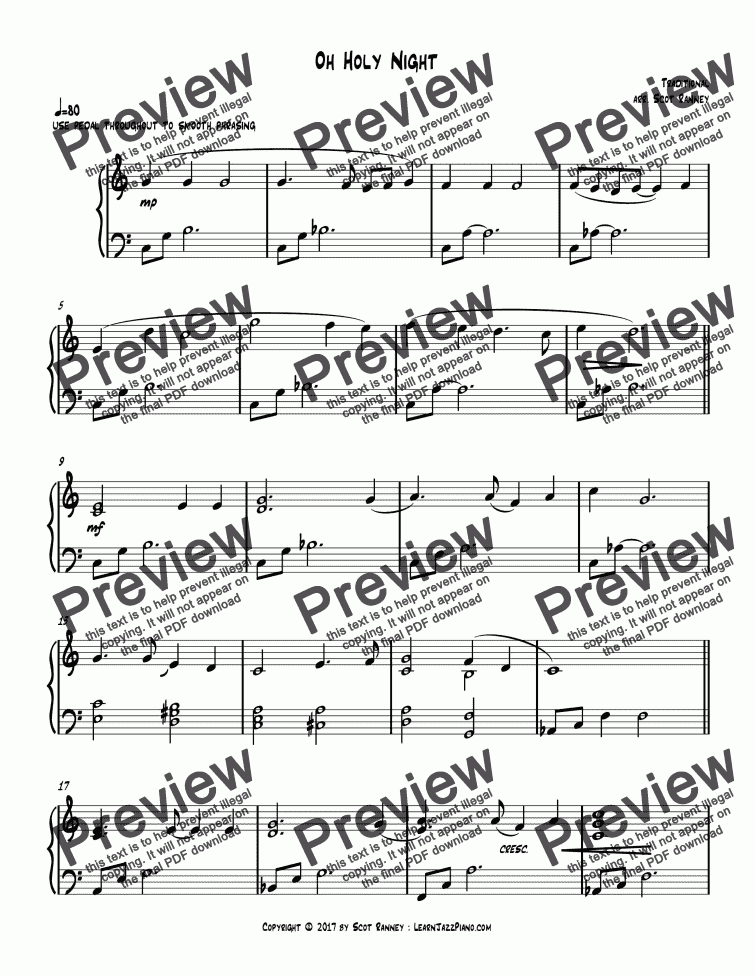 page one of Oh Holy Night sheetmusic for easy/medium jazz piano