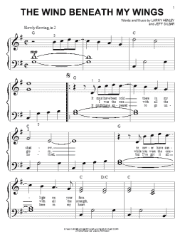 page one of The Wind Beneath My Wings (Big Note Piano)
