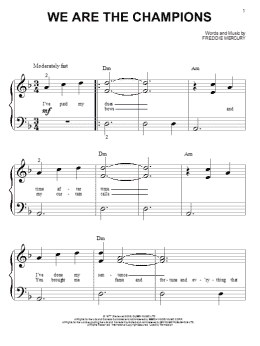 page one of We Are The Champions (Big Note Piano)
