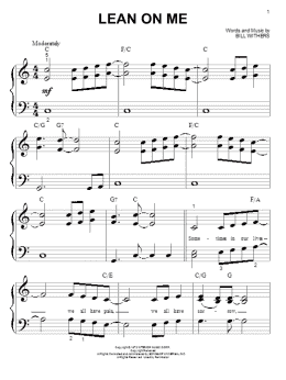page one of Lean On Me (Big Note Piano)